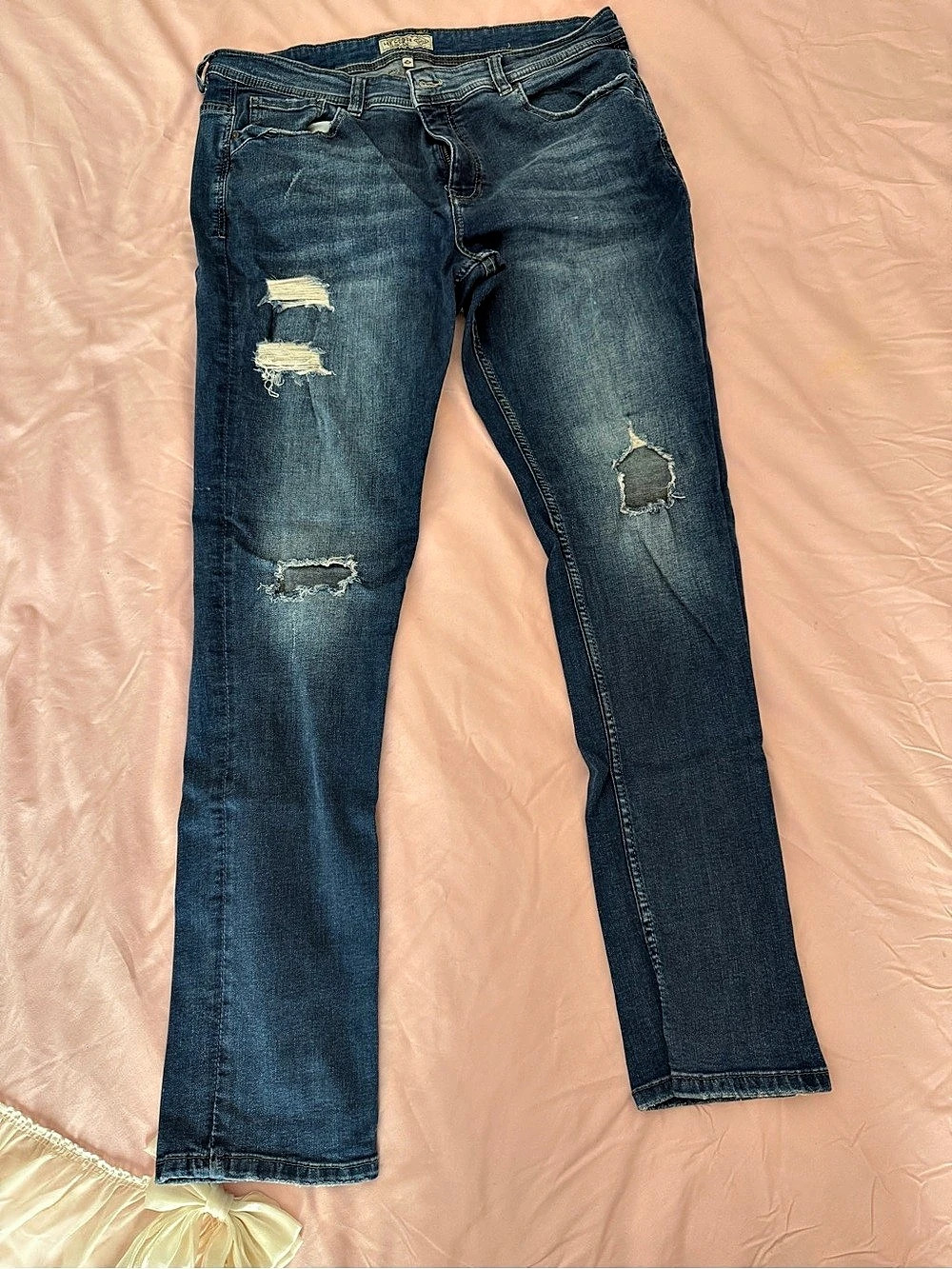 Lee Cooper Heritage Distressed Straight Leg Jeans in Blue Waist 38